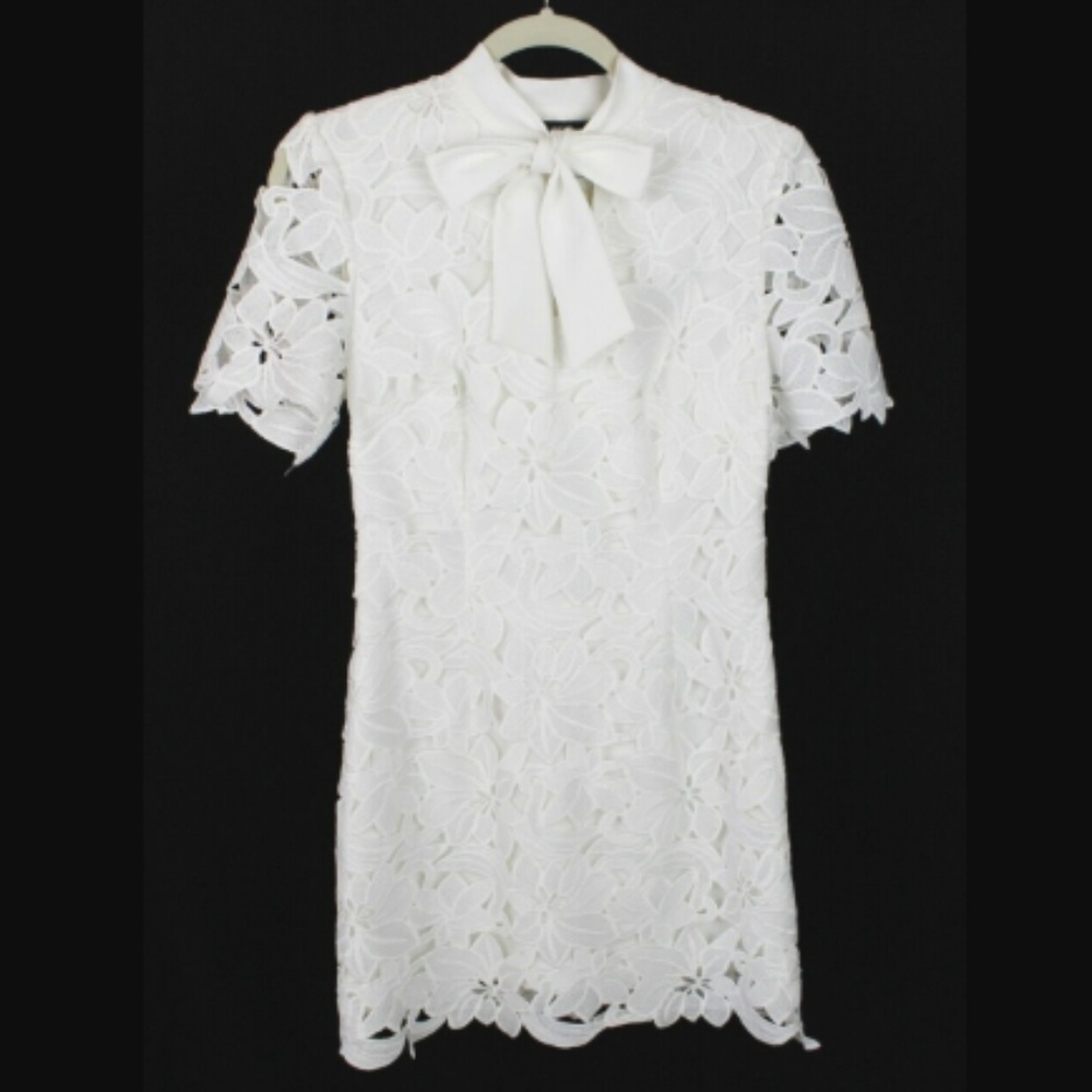 Black Halo White Lace Bow Dress Size 4 NEW $415